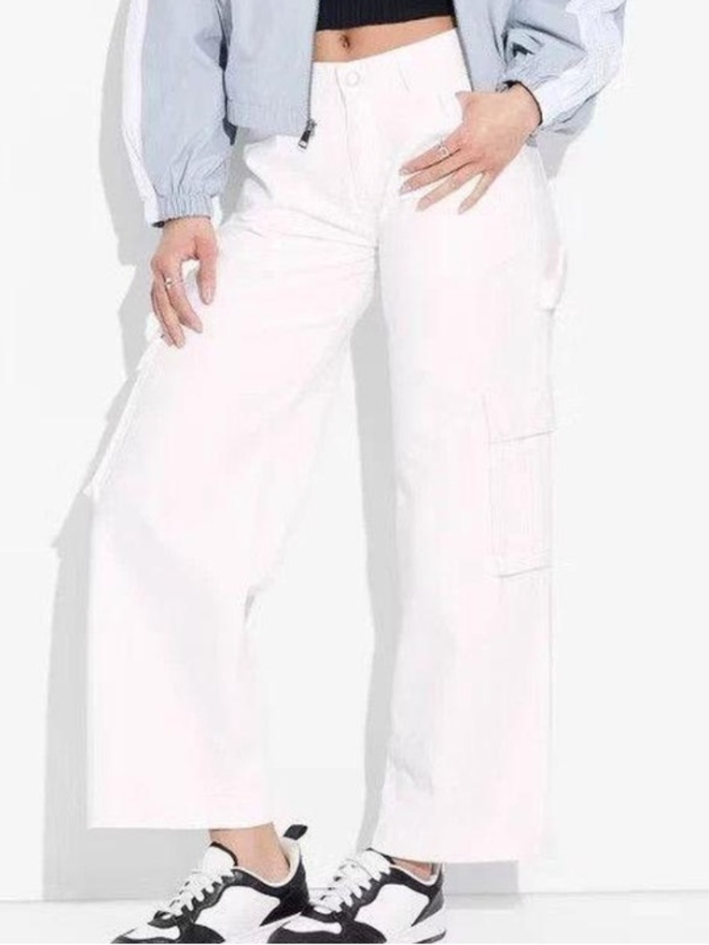 Wild Fable White Mid-Rise Boho Streetwear Baggy Cargo